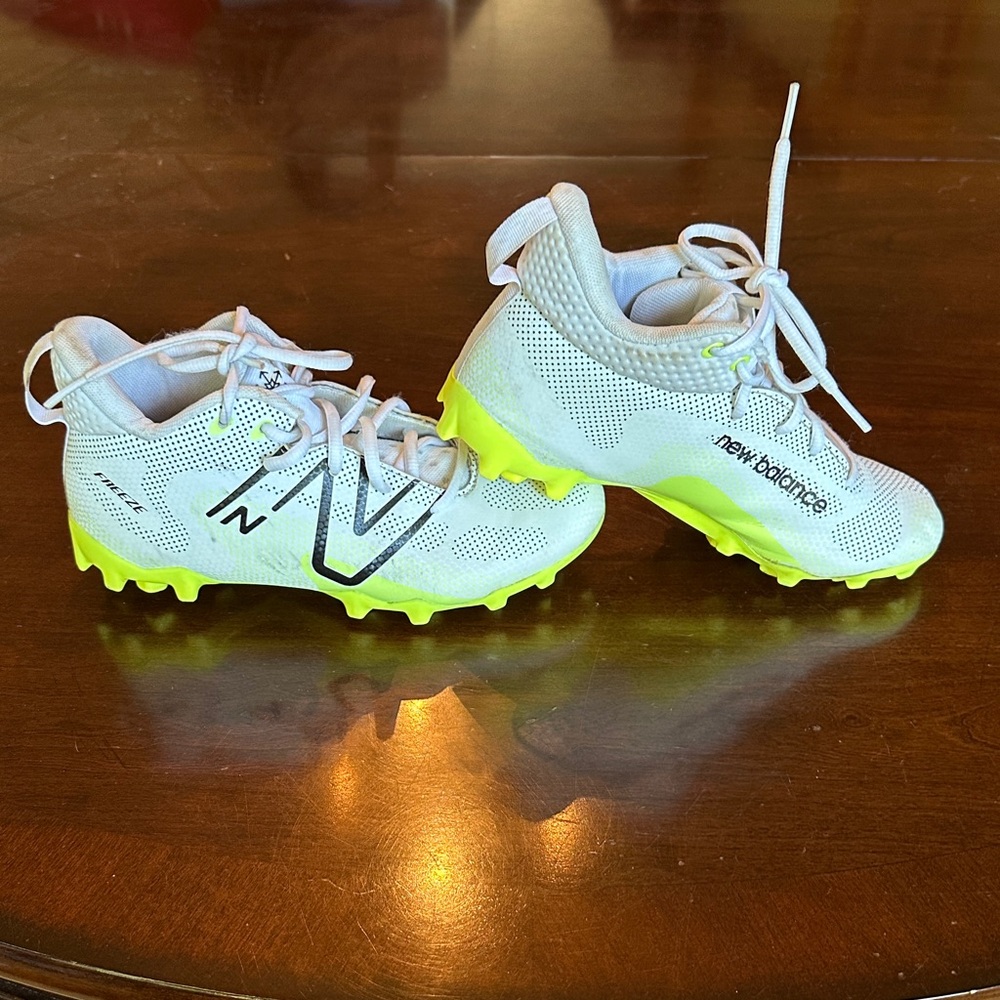 New Balance Kids White and Neon Yellow Sneakers